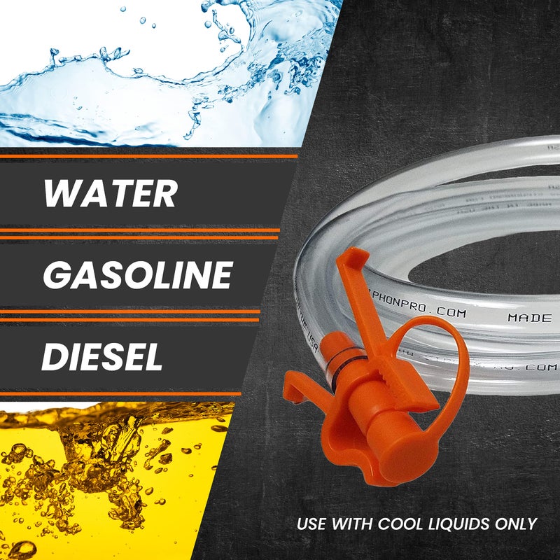 GasTapper Fuel Transfer Pump - Gas Siphon Pro Pump for Gasoline, Oil, Diesel, Water, Liquid, Fluid - Portable Hand Gas Pump Includes Brass Tip Weight, 9 Ft Hose and Pinch Clip - 3.5 Gls/Min - Image 3